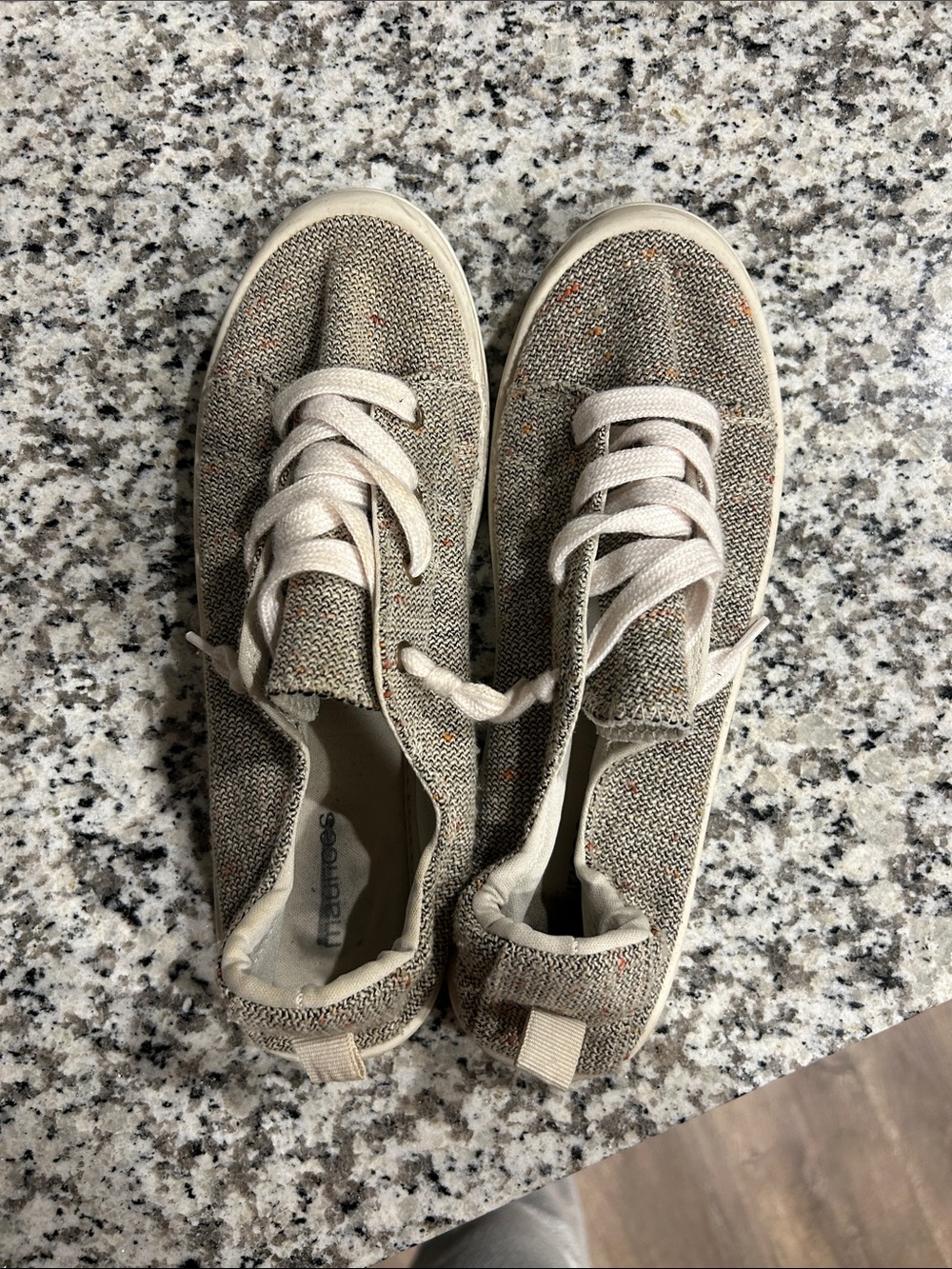 Maurices Neutral Knit Lace-Up Sneakers with Speckled Accents